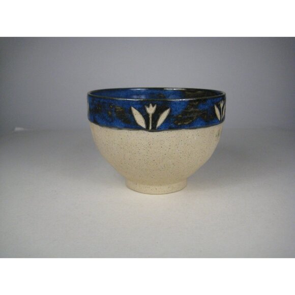 Handmade Ceramic Bowl 4 inch Floral Design Unique Pottery Art Decor Artisan - Picture 1 of 13